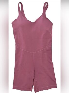 NWT LULULEMON SIZE 10 ALIGN BODYSUIT 6” LENGTH BUILT IN BRA WASHED MAUVE $128